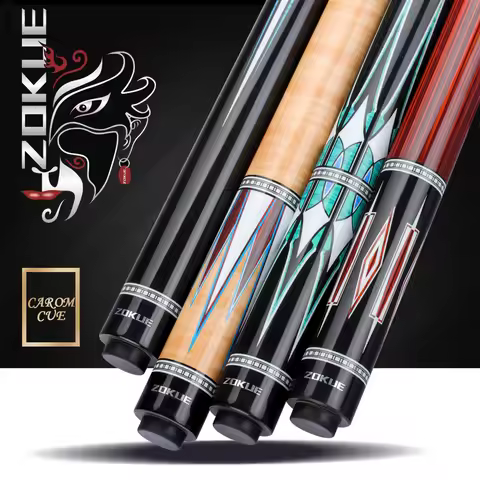ZOKUE-1/2/3/4 Billiard Carom Cue 12mm Tip High Quality Solid Maple shaft Professional 3 Cushion Game