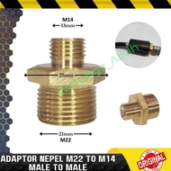 SAMBUNGAN KONEKTOR ADAPTOR NEPEL KONVERTER M22 TO M14 MALE TO MALE