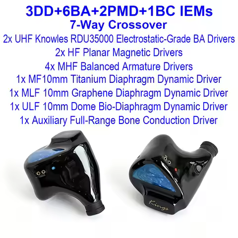 HiFi IEM Earphones in Ear Monitors Earbuds JUNEX Kings Headphones Hi-end Hybrid Headphone Wired 2pin