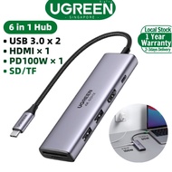 UGREEN 6-in-1 Multifunctional Hub,100W PD Fast Charging,4K60Hz HDMI Ultra HD Output, Dual SD TF Card