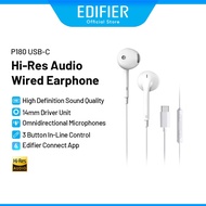 Edifier P180 USB-C Wired Earphone - Hi-Res Audio | Tangle Free Cable | Edifier Connect App | Built i