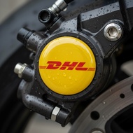 DHL RAISED EMBLEM STICKER MOTORCYCLE BRAKE CALIPER SIZE 3D ROUND RAISED STICKER 3CM DIAMETER