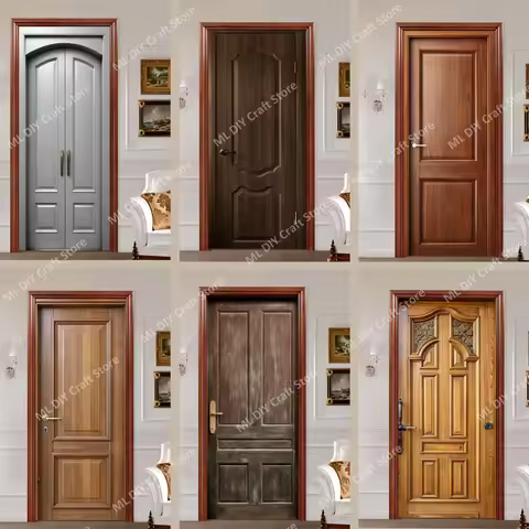 Removable Vinyl Sticker Retro Classic Elegant Door WallpaperSelf-adhesive Wooden Door High-definitio