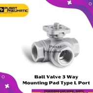 3/4" Stop Kran Ball Valve 3 Way Mounting Pad Actuator Type L Port 3/4"