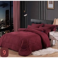 SET CADAR PLAIN CADAR HOTEL COMFORTER  7 in 1 SET SIZE QUEEN