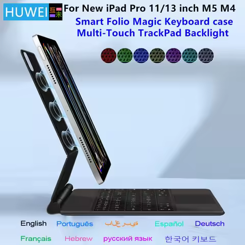 HUWEI Backlight Magic Keyboard Case for iPad Pro 11 13 inch M5 2025 iPad Pro M5 M4 13 11''Smart Mult