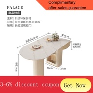 YQ57 Stone Plate Dining Tables and Chairs Set Foldable Light Luxury Modern Simple Small Apartment Cream Style Household
