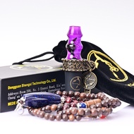 Hookah Tips Hookah Tips Multicolor Resin Nozzle Retro Ring Buckle+Black Hose+Portable Wooden Chain