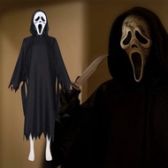 Anime Scream 6 Demon Ghosts Costume Black Hoodies Cloak Zombie Horror Death Killer Grim Cosplay Suit Long Cape Halloween Dress