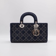 DIOR D-joy單寧單肩包 - 小號深藍牛仔