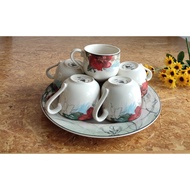 01421 Floral Ceramic Cup Set Dinner Cup and Plate/ Floral Ceramic Cup and Plate