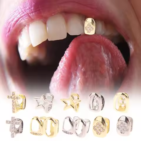 Hip Hop Single Tooth Dental Grillz Teeth Caps Punk Metal Grill Cap Cosplay Party Teeth Grillz Dental