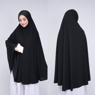 Umrah tudung berpoket awning scuba berdagu moscrepe simple