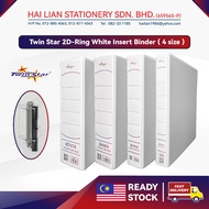 Twin Star 2D Ring Insert Binder (White) Presentation File | Fail Putih Poket Depan - 25mm / 40mm / 5