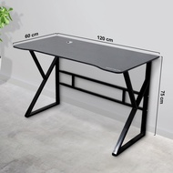 Meja Komputer Gaming Laptop PC dengan tempat kabel dimensi 120x60 cm Rangka Besi dan Daun Kayu MDF