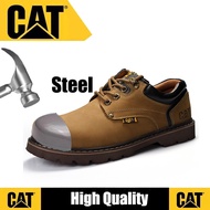 Caterpillar genuine leather shoes CAT safety shoes anti-smashing steel-toed tooling boots wide feet shoes yellow