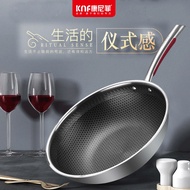HY-# Factory Direct Supply 316Stainless Steel Wok Frying Pan Micro Lampblack Double-Sided Honeycomb Non-Stick Pan Induct