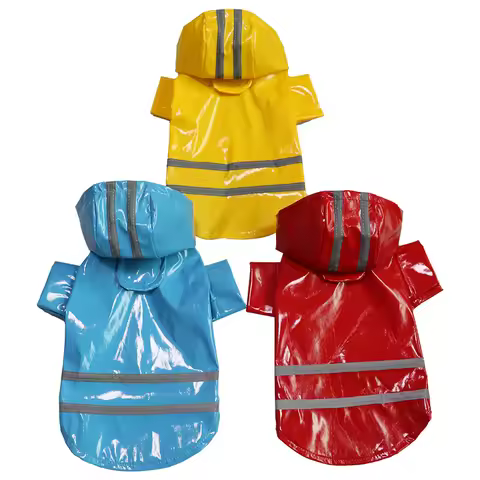 Summer Outdoor Puppy Pet Rain Coat Hoody Waterproof Jacket PU Raincoat for Dogs Cats Apparel Clothes