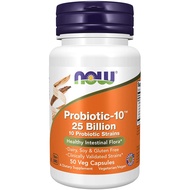 NOW Supplements Probiotic-10 25 Billion with 10 Probiotic Strain Verified, 50 Veg Capsules
