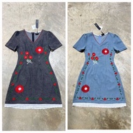 031 Black Available In S L Length 32 [Normal] 2-Color Embroidered Short Denim Dress Mini Dress