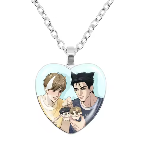 Bl Manhwa Jinx Anime Glass Pendant Necklace - Joo Jaekyung Kim Dan Peach Heart Design Backpack Decor