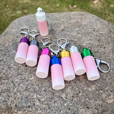 2Pcs/Pack Outdoor Storage Water-proof Pill Case Box Stash Jar Sealing ith Long Keychain