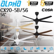 ALPHA COSA 56' / 56 INCH DC MOTOR CEILING FAN WITH REMOTE CONTROL CX10-5B/56 // CX20-5B/56