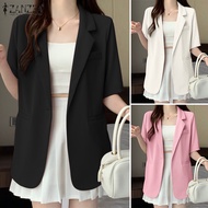 Esolo ZANZEA Korean Style Women Lapel Short Sleeve Blazer Workwear Casual Button Down Coat TopsKRS #10