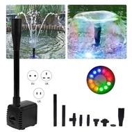 10W/15W Ultra-Quiet Submersible Water Fountain Pump Filter Fish Pond Aquarium Water Pump Tank Fountain with 12 LED Light