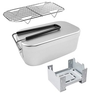 Mini Folding Stove Lunch Box Steaming Rack Combo Set for Picnic Camping Hiking Fishing Mountaineerin