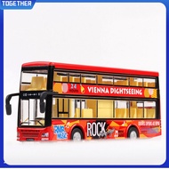 TOG 1:36 Children Bus Toy Simulation Alloy Double Decker Pull-back Bus With Sound Light For Kids Birthday Gifts