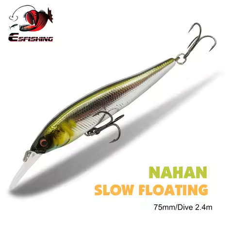 ESFISHING NEW Wobble Hard Lure NAHAN 75mm 7.1g 0-2.4 dive Fishing Baits flow Floating Minnow Isca Ar