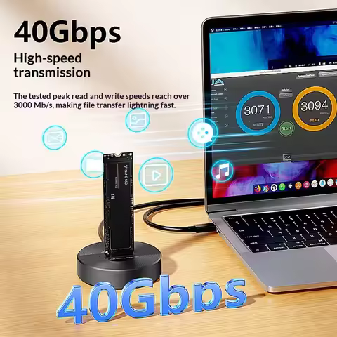 Vertical M.2 NVMe SSD Docking Station 40Gbps USB4 Thunderbolt 3/4 Type-C M.2 Hard Drive Dock for 223