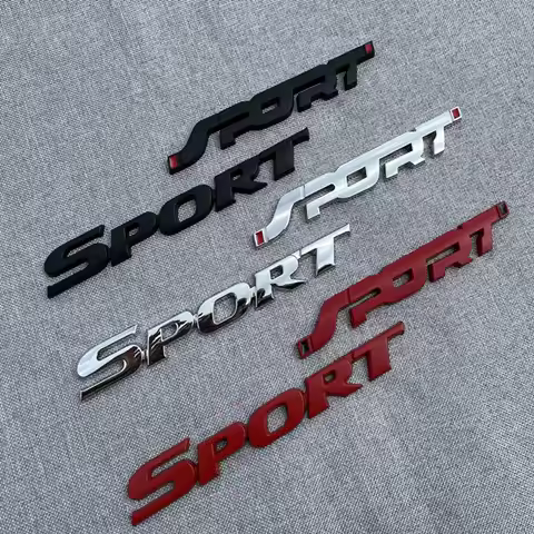3D Metal Black Logo Sport Emblem Letters Sticker Car Front Grill Badge Trunk Decal For Sport Sticker