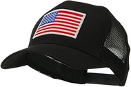 e4Hats.com 6 Panel Mesh American Flag White Patch Cap
