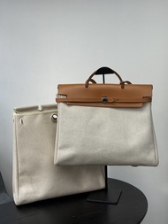 90%New二手Hermes herbag canvas handbag shoulder crossbody bag vintage愛馬仕手提包 單肩包