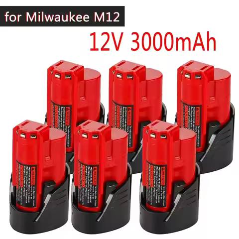 for Milwaukee12V Battery 3Ah Compatible for Milwaukee M12 XC 48-11-2410 48-11-2420 48-11-2411 12-Vol