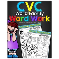 KINDERGARTEN CVC WORD FAMILY WORD WORK 7 IN 1 BUNDLE PRINTABLE