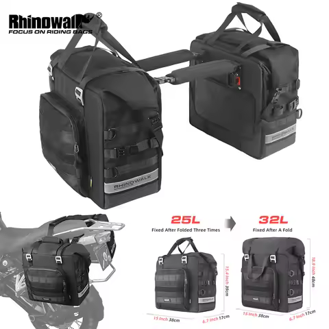 Rhinowalk 2Pcs Motorcycle Side Pannier Bag 25L 3D Cube Anti-Fall Quick Release Motorbike Saddle Box 