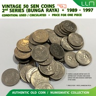 Vintage 50 Sen "Bunga Raya" Coins (1989 - 1999 2nd Series) Price Per Piece