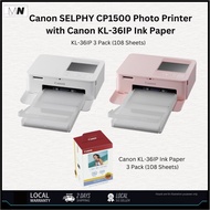 Canon SELPHY CP1500 Compact Photo Printer + Canon KL-36IP Ink Paper (108 Sheets) Bundle