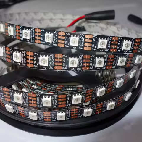 4M DC5V APA-102C addressable led pixel strip;60leds/m with 60pixels/m;BLACK PCB;non-waterproof