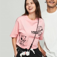 Giordano Womens Cotton Printed Cropped Loose Fit T-Shirt (Snoopy Collection) 05395266001 เสื้อยืดผู้