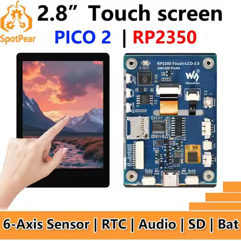 Raspberry Pi Pico 2 RP2350 2.8 inch LCD Capacitive TouchScreen Development Board 240x320 Display QMI