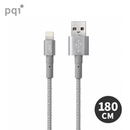 【PQI】MFI認證 USB to Lightning 編織充電線 180cm-銀
