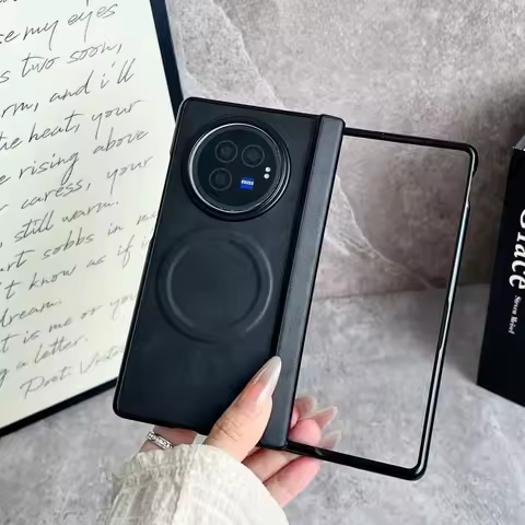 For VIVO X Fold 5 Case Luxury PU Leather Magnetic MagSafe Protective Back Cover Case For VIVO X Fold