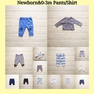 newborn &amp; 0-3m pants shirt seluar baju baby Original Bundle