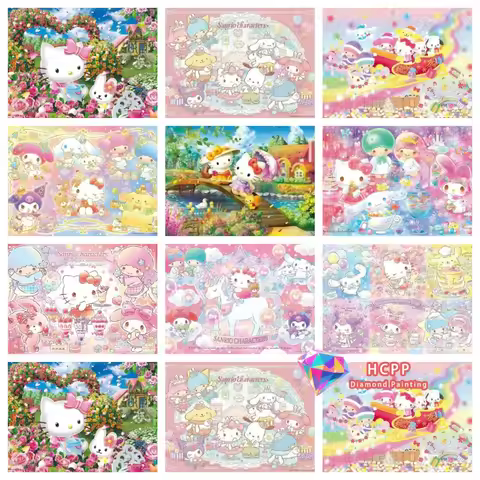 2026 Hello Kitty Cartoon Diamond Painting Kit Square Round Diamond 5D DIY Mosaic Handmade Art Unique