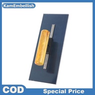KamEm 24cm Notched Tile Trowel 2mm Teeth Rust-resistant Steel Trowel Solid Wood Handle for Wall Plas