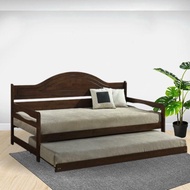 Tekkashop FDDB1300DOA Transitional Style Solid Rubberwood Day Bed with Pull Out Bed in Dirty Oak